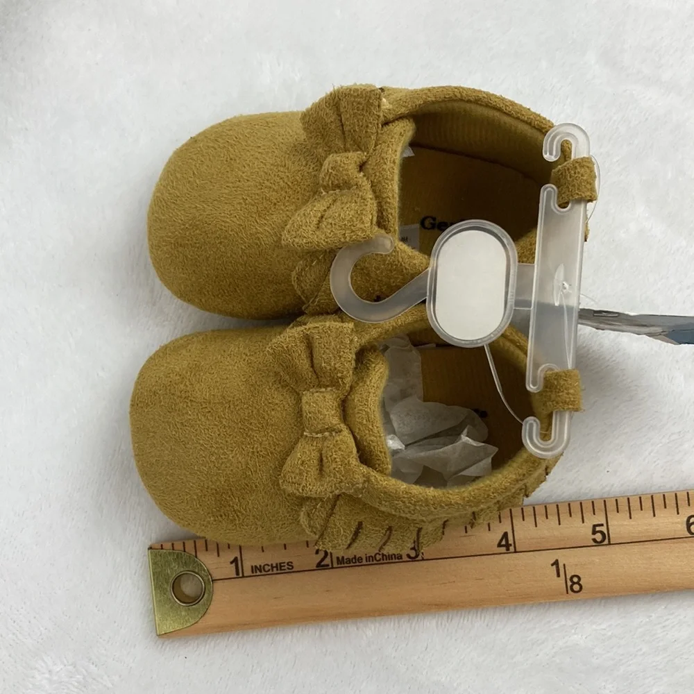 Gerber Tan Baby Moccasins with Bow NWT 3-6 mos